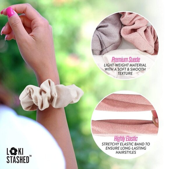 3-PACK Suede Hair Tie Scrunchies for VSCO Girls & Women, THE ORIGINAL HIDDEN POC - Picture 4 of 7